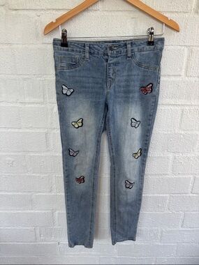 Vigold Denim Light Blue Kids Girls  Butterfly Embroidered Jeans sz 14